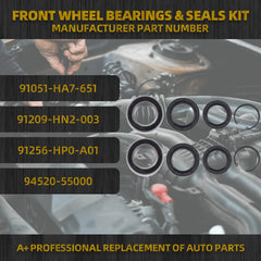 Front Wheel Bearings and Seals Kit Compatible with Honda TRX400 1995-2003 Foreman 450 ES 1998-2004 TRX500 2001-2009 2011-2014 TRX650 2003-2005 TRX680 2003-2021 91051-HA7-651