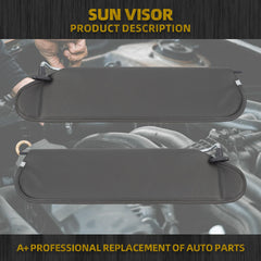Left Driver & Right Passenger Side Sun Visor Without Light Compatible with Jeep Wrangler TJ 1997-2002 Sunvisor (Black)