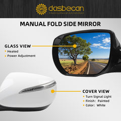 Left Driver Side Power Door Mirror Compatiable with 2013-2018 Hyundai Santa Fe Sport With Heated Manual Folding Turn Signal Light Replace# 8765104Z005 HY1320201 Left White 6Pins