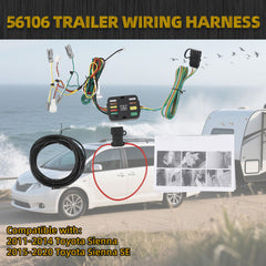 56106 Trailer Wiring Harness Compatible with 2011-2014 Toyota Sienna & 2011-2020 Sienna SE 4-Pin Connector Towing Wiring Kit