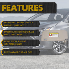 Beige Right Passenger Side Sun Visor with Vanity Mirror Compatible with Toyota Corolla 2019 2020 2021 2022 2023 2024 Replaces# 74320-02F50-A0