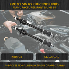 Front Sway Bar End Link Replace K80894 2PCS 4WD Compatible with 2009-2010 Dodge Ram 1500 2011-2018 Ram 1500 2019-2022 Ram 1500 Classic 5170290AC 5170290AD 5170290AB