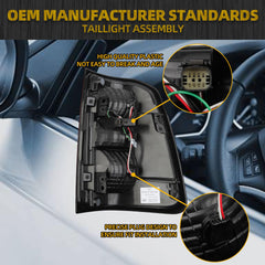 Halogen Left Taillight Compatible with 2025 Dodge Ram 1500 Smoked Black Bezel Tail Light Rear Lamp Driver Side Bulb Included Replace#68531047AA