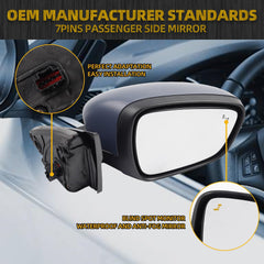 Passenger Side Mirror Compatible with Ford Escape 2020 2021 2022 2023 Power Glass Heated with Blind Spot Dectection Right Door Mirror Assembly Primed 7Pins Replaces LJ6Z-17682-AFT