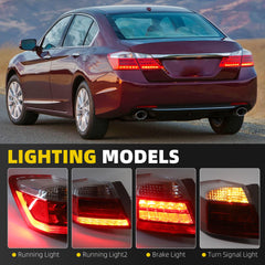 LED Tail Light Assembly Compatible with 2013-2015 Honda Accord Sedan EX-L Touring Rear Lamp Taillight Left Driver Side Replace# 33550T2AA12