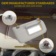 Passenger Side Sun Visor Compatible with Nissan Sentra 2013 2014 2015 2016 2017 2018 2019 Replaces# 96400-3SG8A Front Right | Sun Protection Shade | Makeup Mirror | Vanity Light | Gray