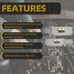 Left Driver & Right Passenger Side Sun Visor Compatible with 2013-2018 Toyota Rav4 (4th Gen XA40) Sunvisor (Gray) Replace 74320-42595 74310-42593