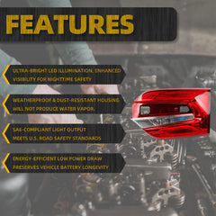 Right Passenger Side Inner Tail light Compatible With 2018-2024 Honda Odyssey Rear Lamp TailLamp Replace# 34150-THR-A01 HO2803117