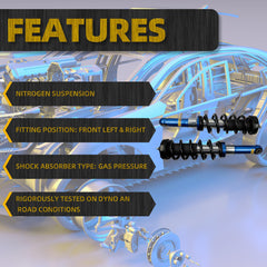 HL3Z-18124-B Pair Front Shock Struts Assys compatible with Select Ford F-150 Models 2017-2024, Replaces# HL3Z-18124-C, HL3Z-18124-A, HL3Z-18124-D