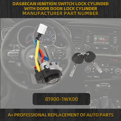 Ignition Lock Cylinder Switch with Keys Compatible with Kia Optima 2011 2012 2013 2014 2015 Rio 2013 2014 2015 2016 2017 Replace 81900-1WK00