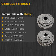 Engine Timing VVT Camshaft Sprocket Kit Compatible with Chevy Cruze Sonic Aveo Trax 1.6L 1.8L 2010-2020 Intake Exhaust Cam Phaser Gear Replaces# 55568386 55567048 12992410
