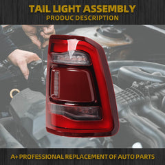 Right Passenger Side Tail Light Assembly Rear Lamp LED Type Compatible With Dodge Ram 1500 2019 2020 2021 2022 2023 Blind spot module can be installed (Red Cover)