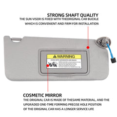 Gray Left Driver Side Sun Visor with Light Compatible with Honda Accord 2008-2017 Replaces# 83280-TA5-A51ZA 83280-TA5-A71ZA