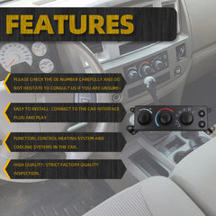 55057079AB HVAC Climate Control Module Conditioning Control Switch Panel AC Heater Compatible with 2006-2008 Dodge Ram 1500 2500 3500 2008-2011 Dakota Replaces# P55056569AD P55056569AC