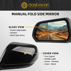 Left Driver Side Door Mirror Compatible with Ford Mustang 2015-2020 Power Glass Heated with Turn Signal Puddle Light Blind Spot Glass Replaces FR3Z17683H-PFM FO1320596 Black 7Pins