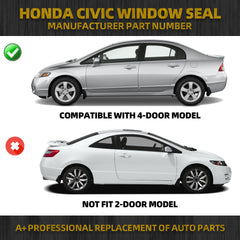 Weatherstrip Window Moulding Trim Compatible with Honda Civic 2012 2013 2014 2015 Replaces# 72450-TR0-A01 72410-TR0-A01 72950-TR0-A01 72910-TR0-A01