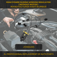 Rear Power Sliding Window Regulator (Without Motor) Compatible with 2007-2014 Chevy Silverado/GMC Sierra 1500 2500HD 3500HD Replace# 25980205