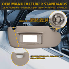 Right Passenger Side Car Sun Visor W/Mirror Compatible with Dodge Ram 1500 2500 3500 2002 2003 2004 2005 2006 2007 2008 2009 Replaces# 1902167