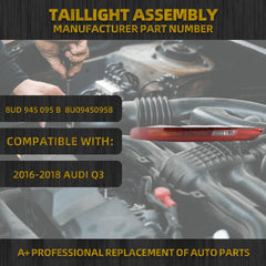 Rear Bumper Brake Tail Light Compatible with Audi Q3 SUV 2016-2018 Left Driver Side Taillight Replace# 8UD945096B 8UD945095B