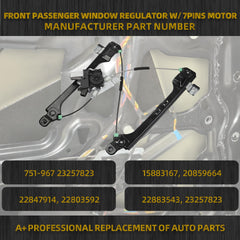 Power Window Regulator with Motor Front Right Passenger Side Compatible with Cadillac SRX 2010-2015 Saab 9-4X 2011 with Anti-Pinch Replaces#751-967 (7PINS)