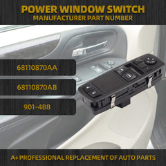 68110870AA Master Power Window Switch Driver Side Compatible with 2012-2015 Dodge Grand Caravan Chrysler Town & Country (2 Door) Ram C/V 68110870AB 68298870AA 901-488, 8 Pins+ 8Pin