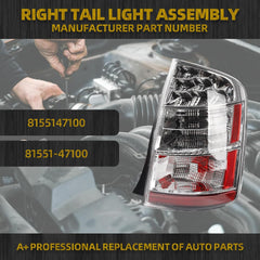 Passenger Tail Light Assembly Compatible with Toyota Prius 2006 2007 2008 2009 Replaces# 8155147071 TO2819135 Rear Right Light
