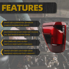 Left Driver Side Halogen Tail Light Assembly W/Blind Spot (Module Not Included) Compatible with 2024 2025 Ford F150 XL XLT STX Replace RL3Z-13405-C RL34-13B505-BD