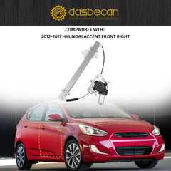 Power Window Regulator with Motor Compatible with Hyundai Accent 2012-2017 Front Right Passenger Side Replaces 751-633 82404-1R110 (2Pins)