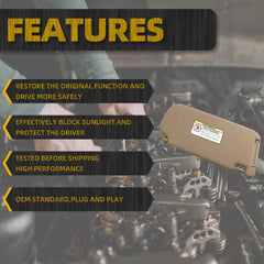 Beige Left Driver Side Sun Visor with Vanity Mirror Compatible with Hyundai Elantra 2007 2008 2009 2010 Replaces# 852012H0208M 85201-2H110-8M 85202-2H110-8M 85201-2H110-4W 85202-2H110-4W