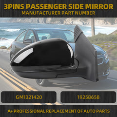 Passenger Right Side Mirror Assembly Compatible with 2011-2016 Chevrolet Chevy Cruze Limited Non-Heated Power Glass Manual Folding Rear View Mirror Black 3 Pins GM1321420
