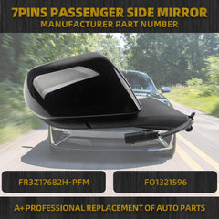 Right Passenger Side Door Mirror Compatible with Ford Mustang 2015-2020 Power Glass Heated with Turn Signal Puddle Light Blind Spot Glass Replaces FR3Z17682H-PFM FO1321596 Black 7Pins