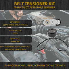 90K-38178A Serpentine Belt Drive Tensioner kit Compatible with 04-12 Chevy Colorado, GMC Canyon, 06-10 Hummer H3, 06-08 Isuzu i280/290/350/370 Replace# DBK060916A K060916A 36301 38178