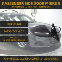 Right Passenger Side Mirror Assembly Compatible with Honda Accord LX Sport 1.5T 2018-2022 Power | Non-Heated | Gray Repalces# HO1321328 76208-TVA-A02, Modern Steel Metallic-3Pins