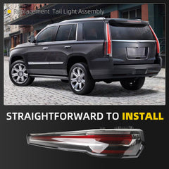 Left Driver Side LED Tail Light Compatible With 2015-2019 Cadillac Escalade Replace 84214003 84211920 GM2800277 Rear Tail Lamp Taillight Replacement