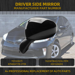 Left Driver Side Mirror Compatible with 2010-2015 Toyota Prius Non-heated Manual Fold Power Adjustment Door Mirror 3PINS Painted Black Replaces#TO1320271 8794047170-PFM