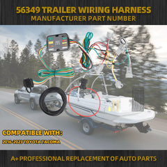 56349 4-Pin Flat Trailer Wiring Harness Kit Compatible with Toyota Tacoma 2016-2023 4-Way Connector Tow Hitch Wiring Harness
