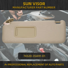 Front Left Driver Side Sun Visor with Vanity Light Compatible with Toyota 4Runner 2010-2023 Replaces# 74320-35A91-B1 (Beige)