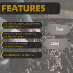 Left Driver & Right Passenger Side Sun Visor Sun Shade with Light | Makeup Mirror | Compatible with Hyundai Elantra 2007 2008 2009 2010 Replace# 852012H0208M(Gray)