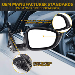 Right Passenger Side Mirror Assembly Compatible with Honda Accord LX Sport 1.5T 2018-2022 Power | Non-Heated | Gray Repalces# HO1321328 76208-TVA-A02, Modern Steel Metallic-3Pins