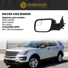 Left Driver Side Mirror Compatible with Ford Explorer 2011-2019 Power Glass Manual Folding Non-Heated Replaces GB5Z17683AB