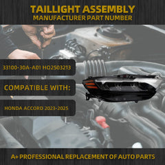 LED Headlight Compatible With Honda Accord 2023-2025 w/bulbs Replaces#33100-30A-A01 HO2503213 Right Passenger Headlamp Assembly