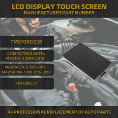 7" LCD Display Touch Screen Compatible with Mazda 3 2014-2015 CX-3 2016-2017 MX-5 Central Control for Navigation Replace TM070RDZ38