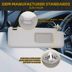 Front Right Passenger Side Sun Visor with Vanity Light Compatible with Toyota 4Runner 2010-2023 Replaces# 74310-35B01-B1 (Gray)