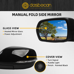 Left Driver Side Mirror Compatible with Ford Edge 2015-2018 Heated with Turn Signal Puddle Light Spotter Glass Black 7Pins