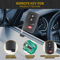 Key Fob Replacement Compatible with Toyota Highlander 2008-2013 Smart Proximity Keyless Entry Remote Control Replaces HYQ14AAB 89904-48110 271451-0140 Board 314.3MHz 4 Buttons (for SUV Only)