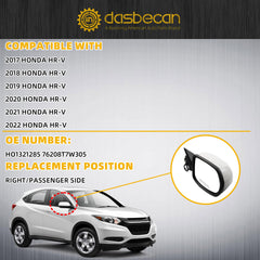 Dasbecan Side Mirror Compatible with 2017-2022 Honda HRV Mirror with Power Glass, Manual Folding, Non-Heated