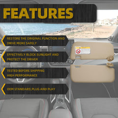 Beige Pair Sun Visor Sun Shade with Vanity Mirror Compatible with Toyota Corolla 2014 2015 2016 2017 2018 2019 Replace# 74320-02B50-B0 74310-02G40-B0