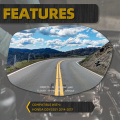 76203TK8A51 Right Passenger Side Rear View Mirror Glass with Plastic Holder Compatible with Honda Odyssey 2014 2015 2016 2017 Power Heated Mirror Replace# 76203-TK8-A51