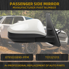 Right Side Mirror White Compatible with 2014-2023 Toyota 4Runner Heated Power Adjustment Door Passenger Mirror Rear View Assembly 5PINS# 8791035B90-PFM TO1321313