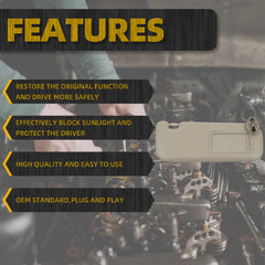 Right Passenger Side Sun Visor Compatible with Toyota Corolla 2009 2010 2011 2012 2013 Sunvisor Leather